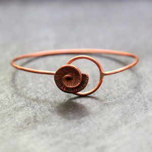 Copper Spiral Ammonite Shell Hook & Eye Bracelet